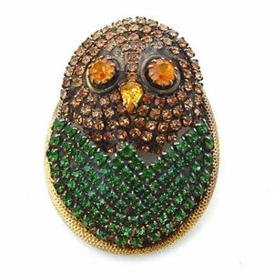 HOBE Owl Brooch and Pendant Vintage Necklace